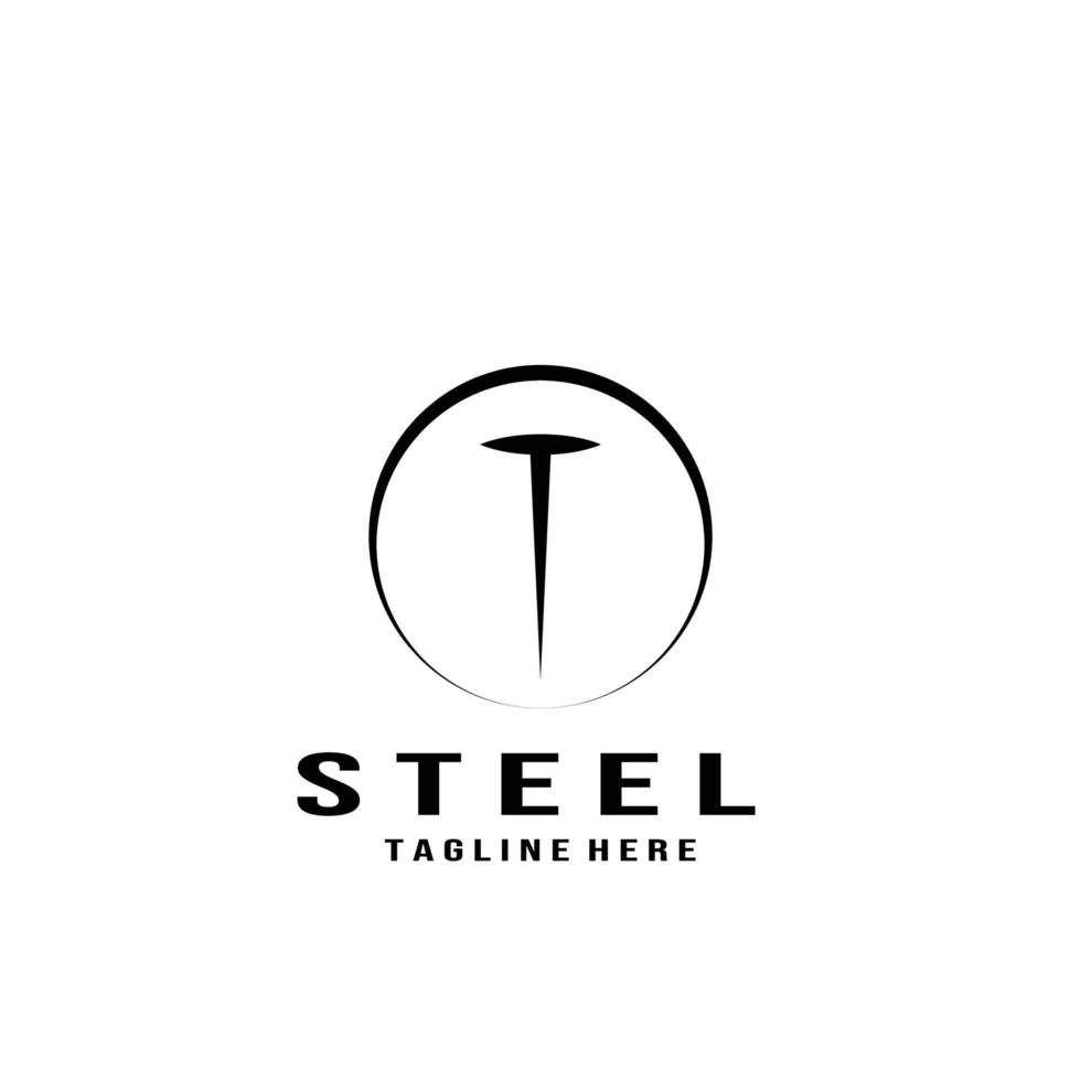 steel logo design vector line art illustration