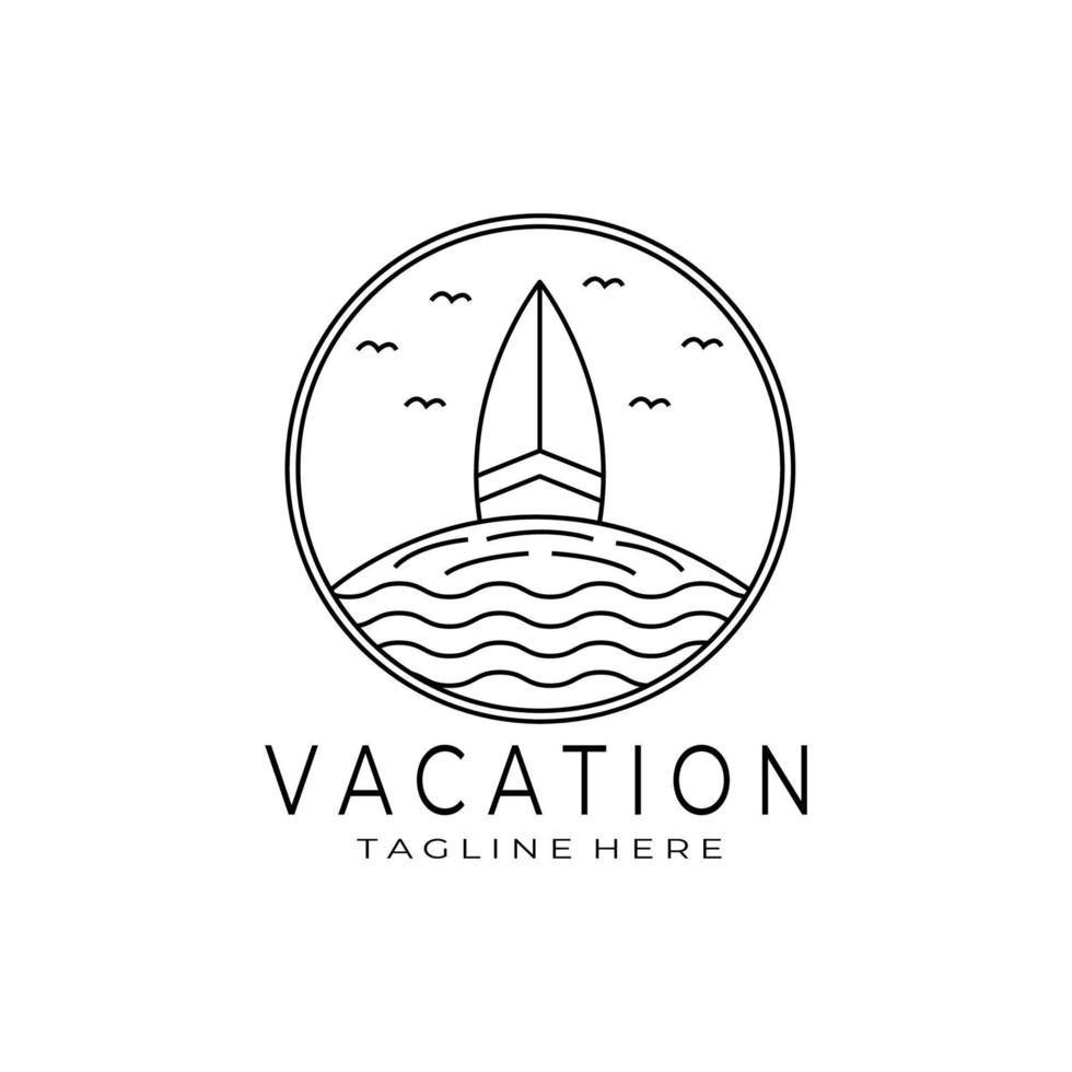 diseño de ilustración vectorial del logotipo de vacaciones, arte de línea, logotipo de vacaciones vector