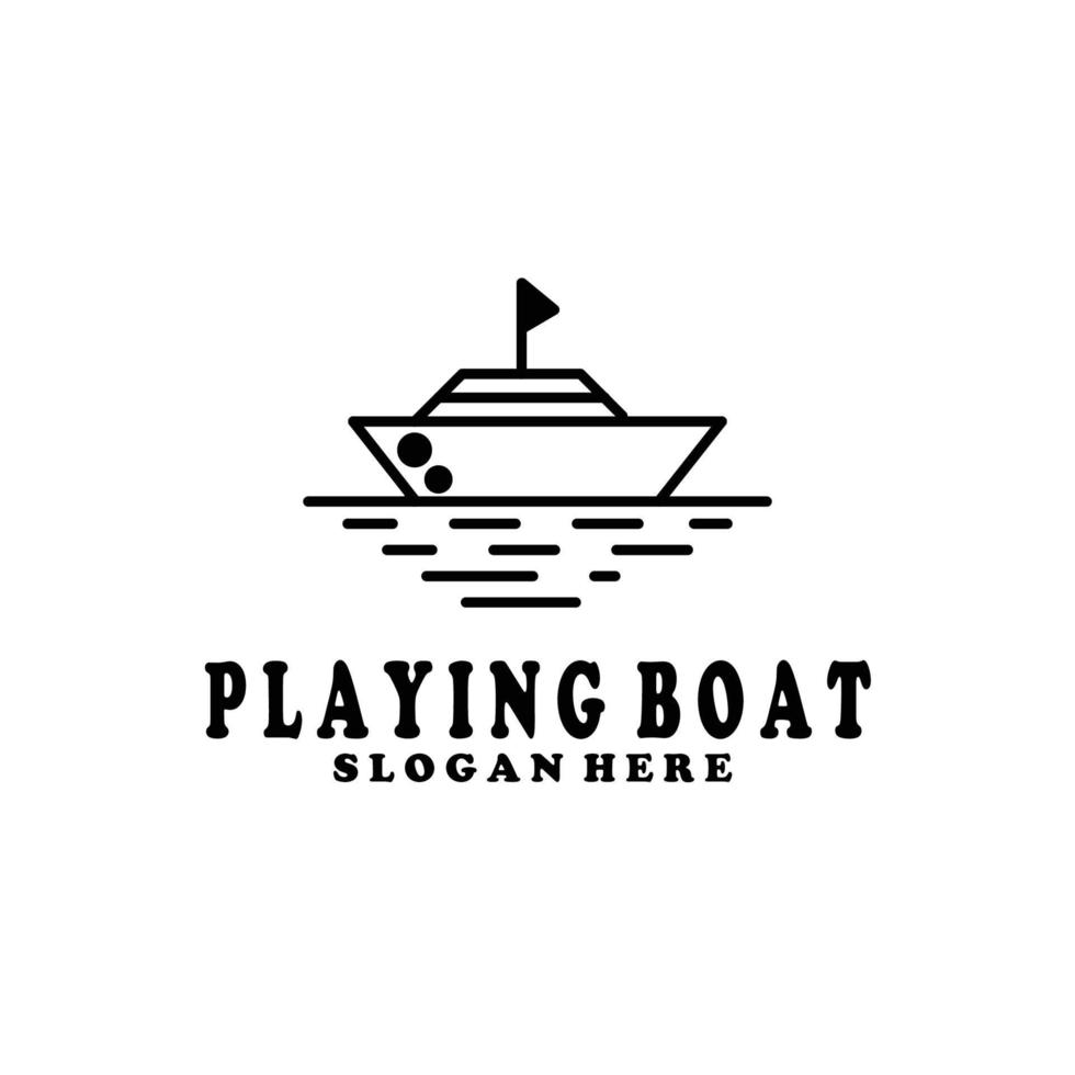 play boat logo design illustration vector linear