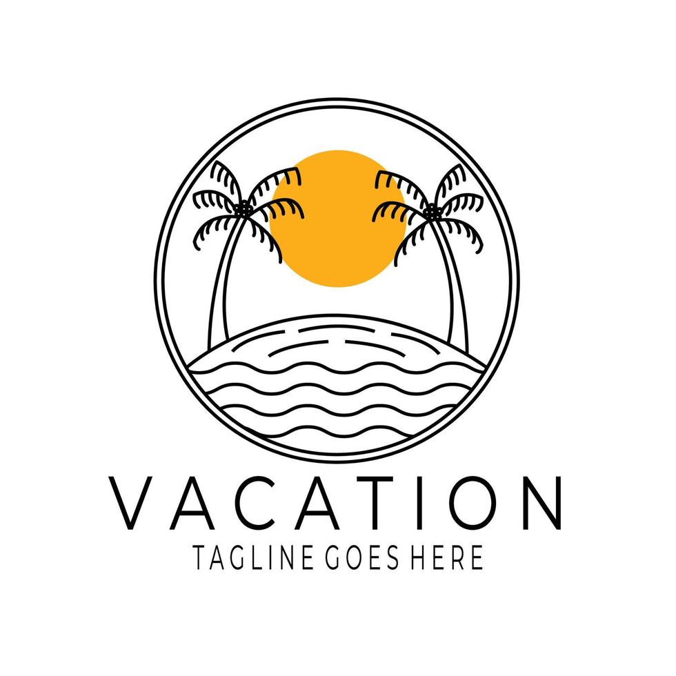 Summer travel vacation vector logo concept illustration in circle shape