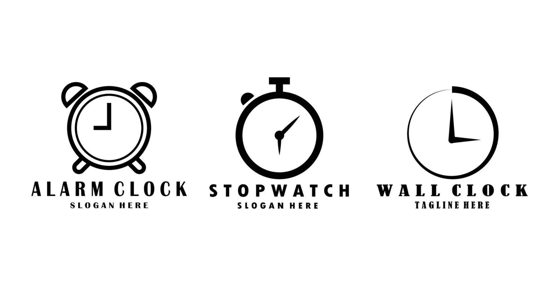 conjunto de diseño de ilustración de vector de logotipo de reloj, varios recordatorios de tiempo, icono, paquete de reloj