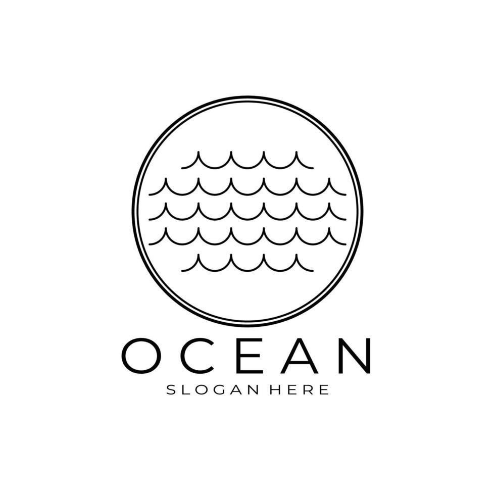 ocean logo vector illustration design, line art, simple design