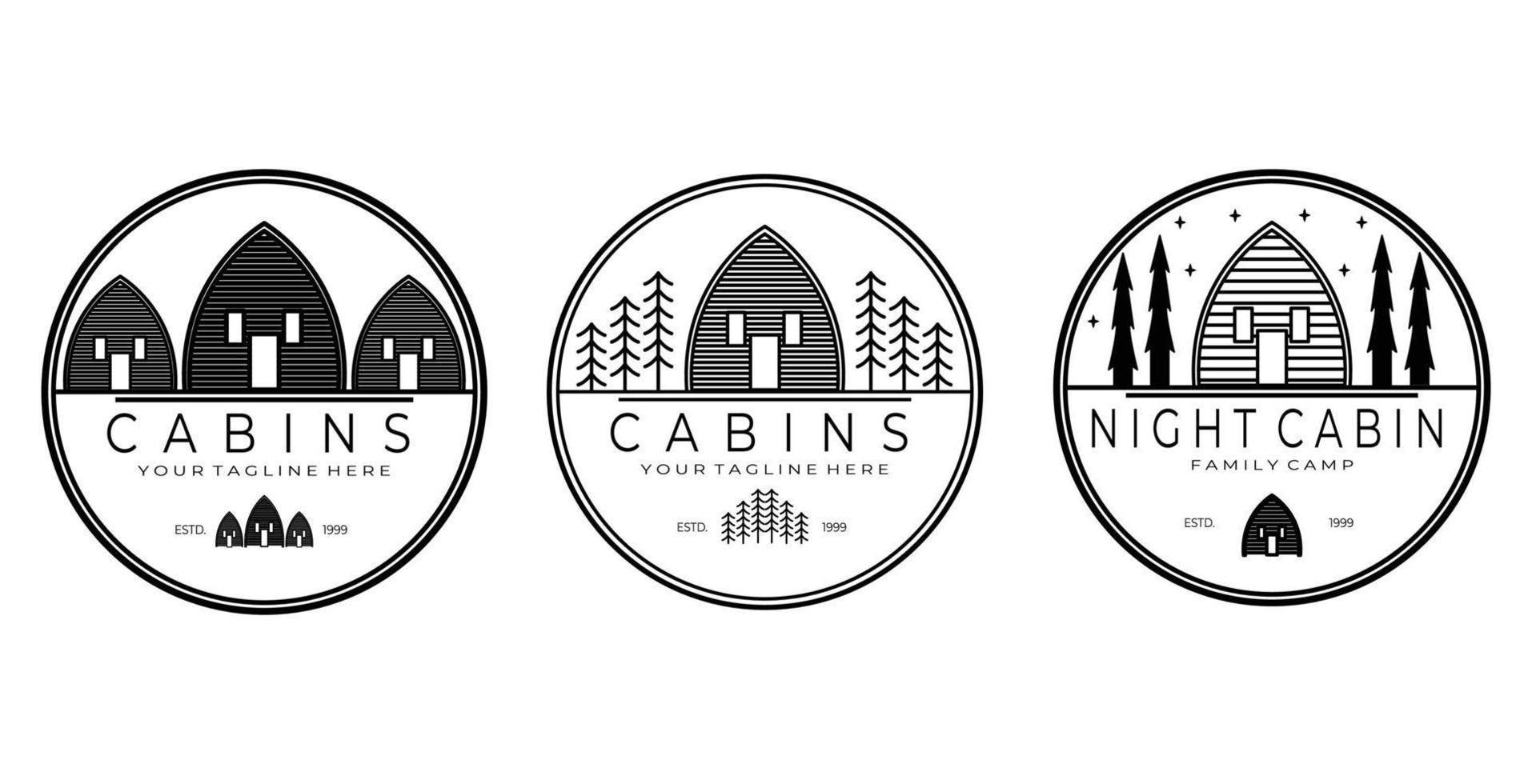 conjunto de cabañas logo vector ilustración diseño