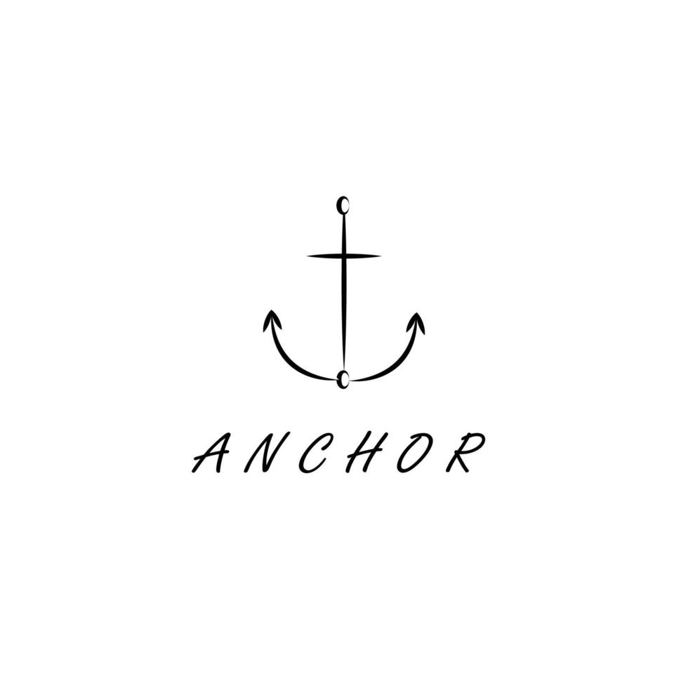 Anchor vintage retro black ancient old logo design vector