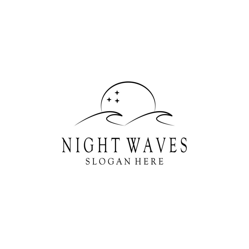 night waves logo line art vector illustration