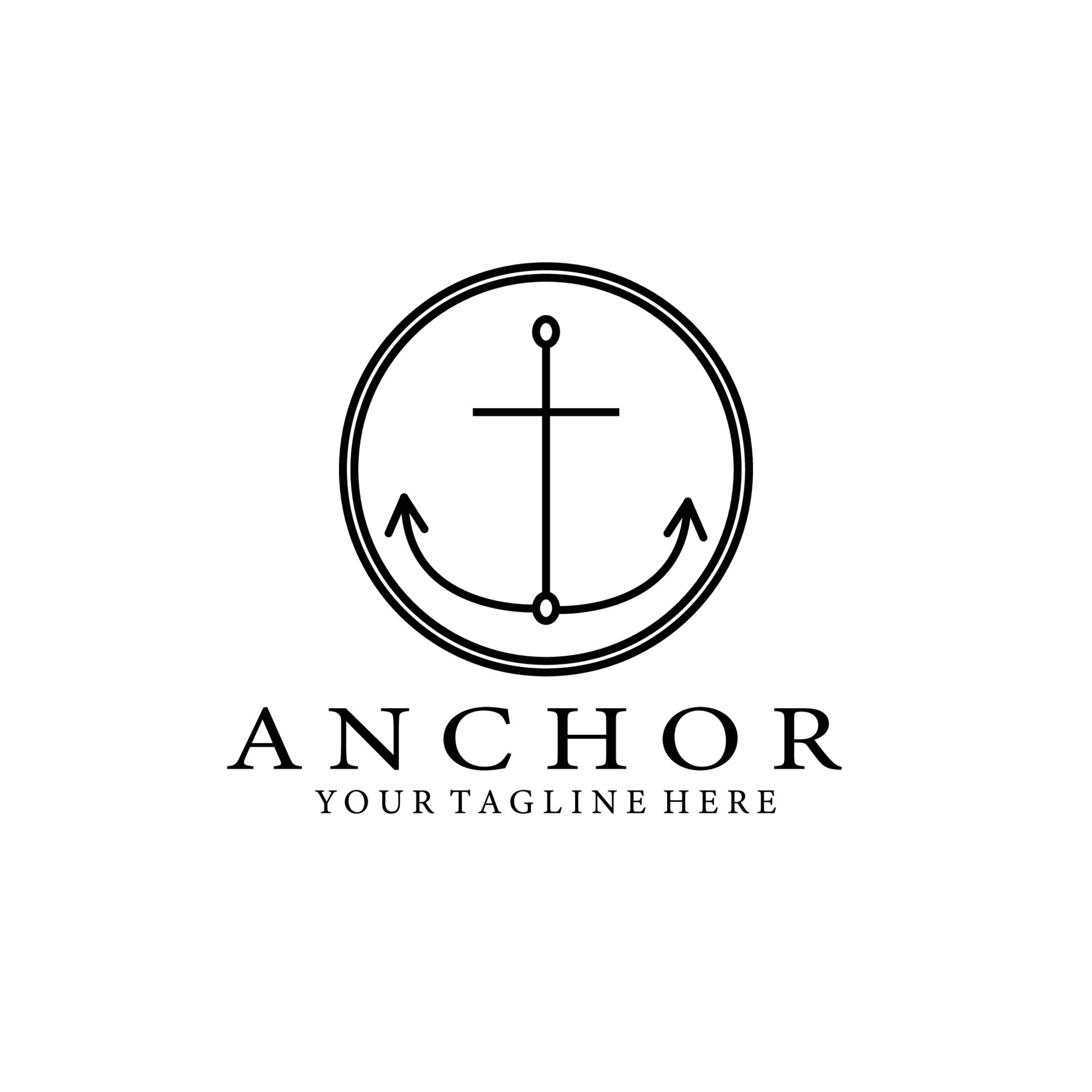 anchor logo design line art monoline illustration 7412388 Vector Art at ...