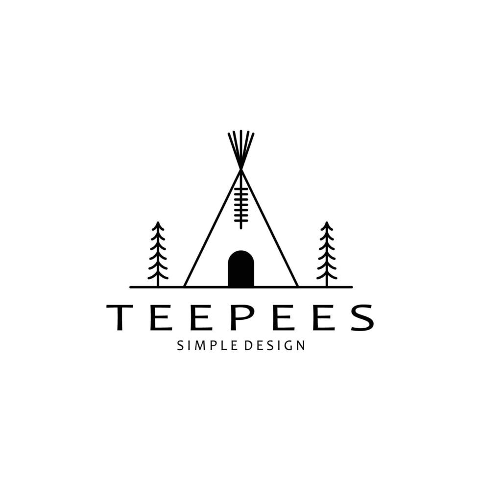 teepees logo vector illustration design, line art, minimalist, simple