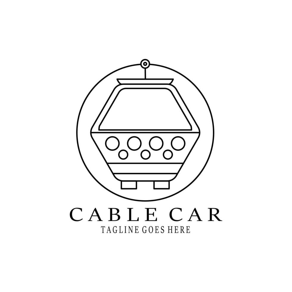 cable car logo design, line art minimalist vector illustration