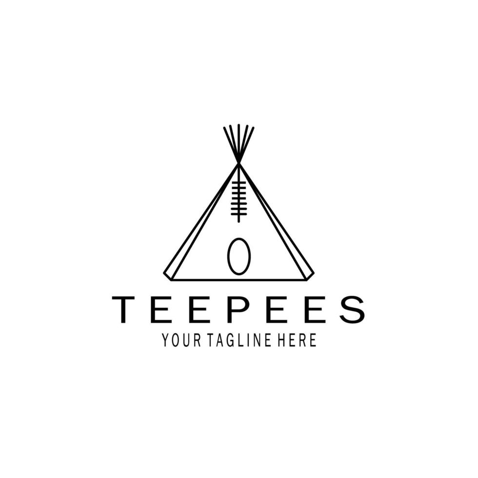 diseño de logotipo de tipis, vector, ilustración, arte de línea, lineal vector