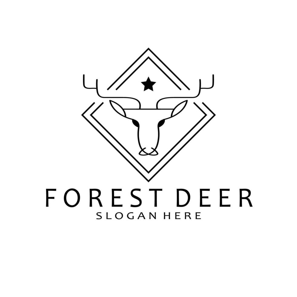 logotipo de icono de ciervo forestal, vector, ilustración, lineal, arte de línea vector