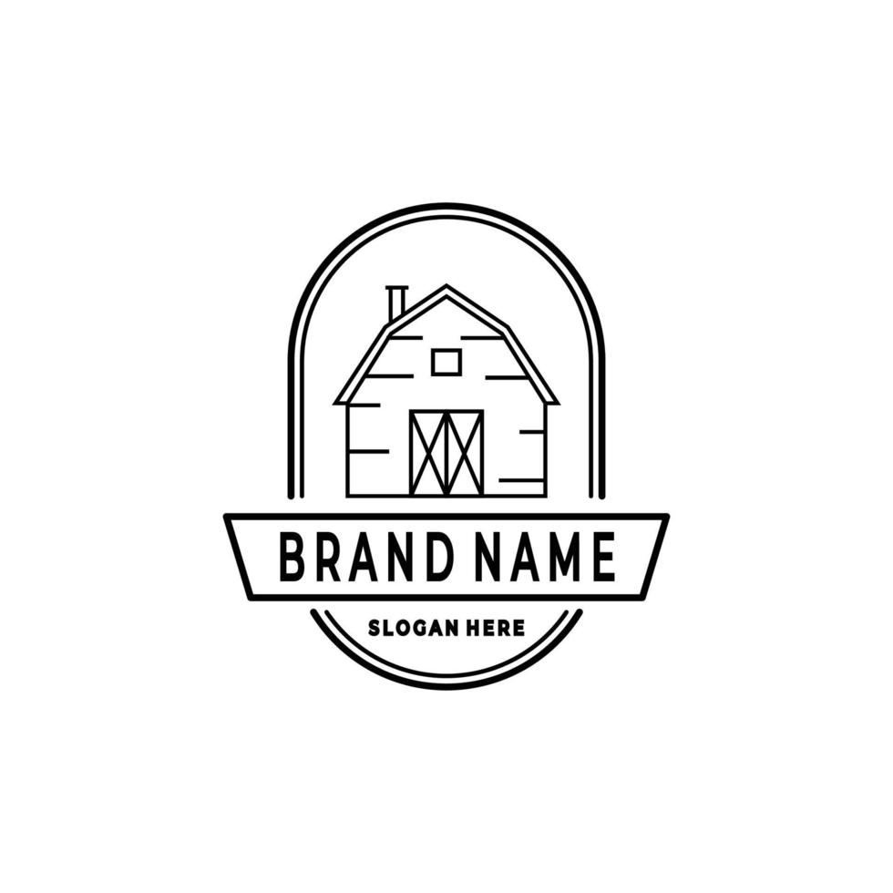 Barn house logo vector illustration design, line art, linear