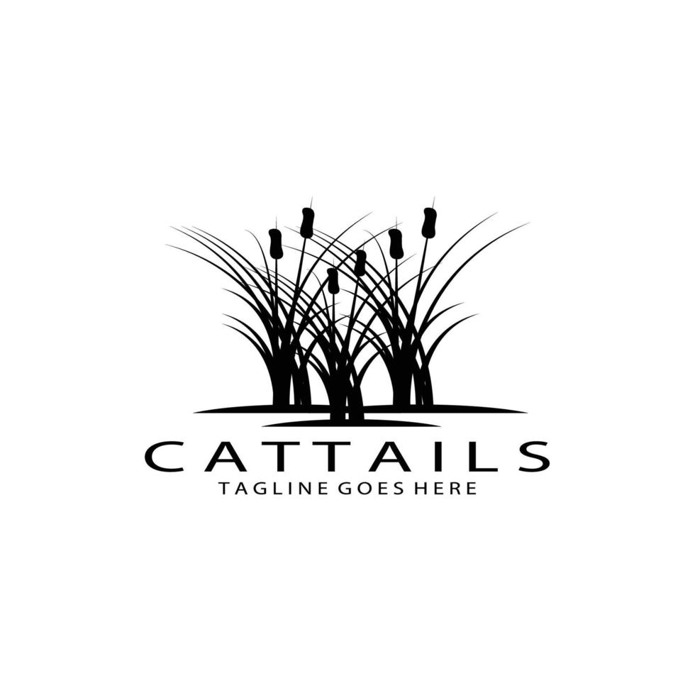 cattails logo design, vintage, silhouette, illustration vector