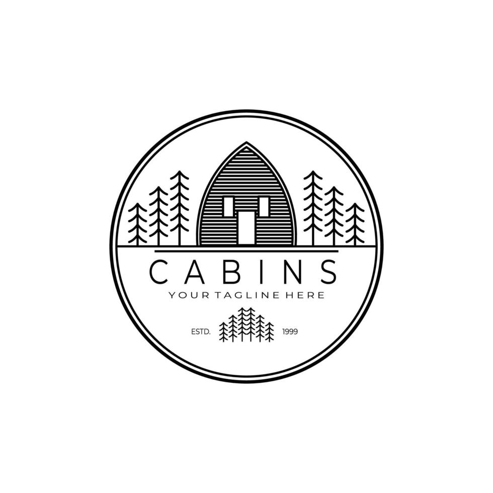 cabins logo  line art minimalist simple vector illustration design