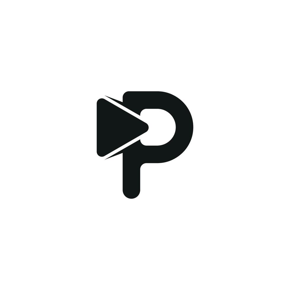 plantilla de vector libre de logotipo de letra p de play