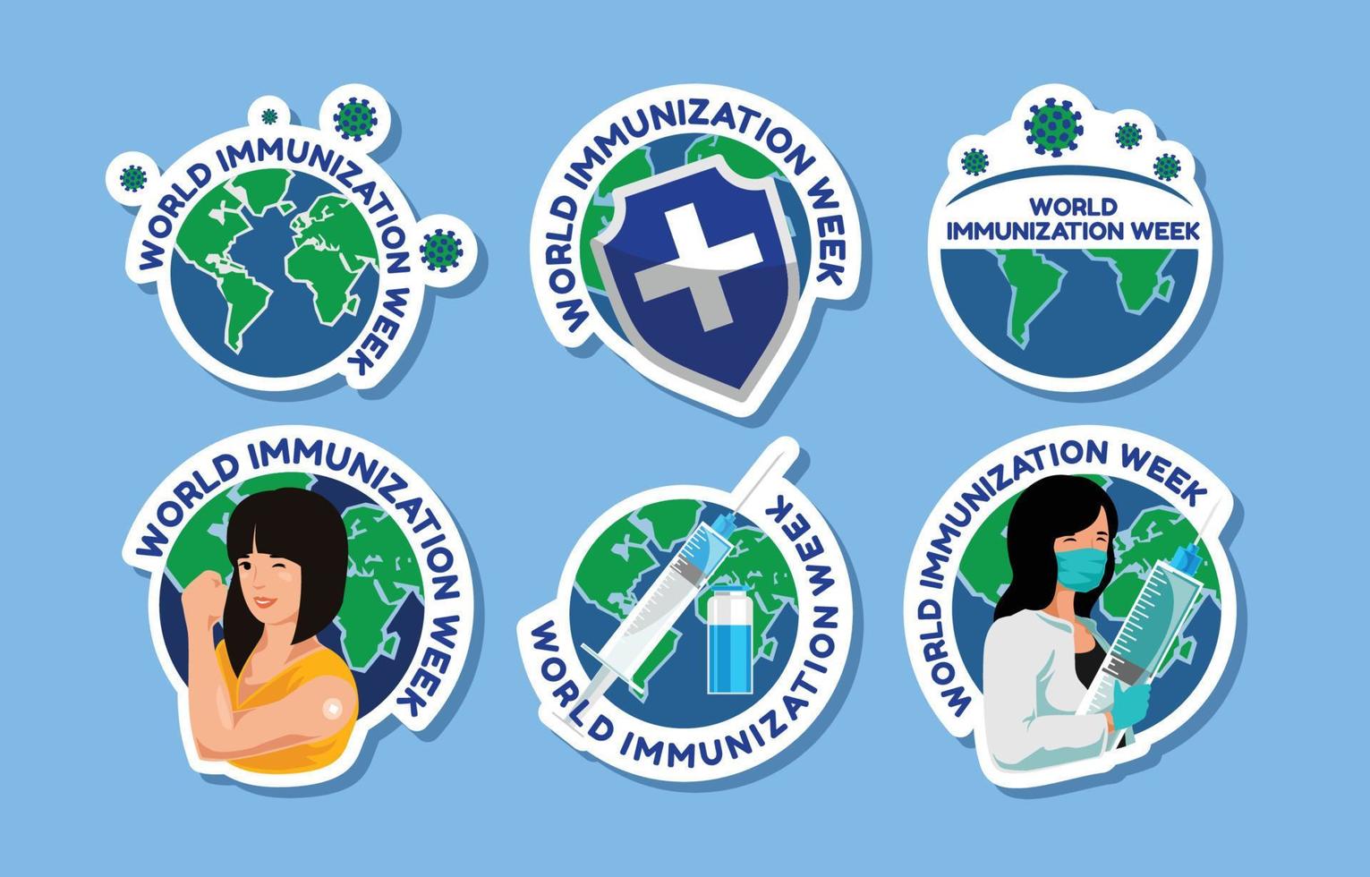 World Immunization Week Stickers vector