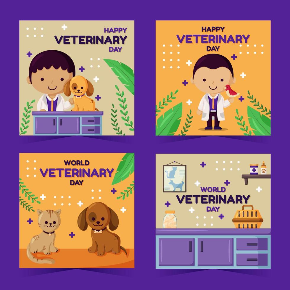 publicación en redes sociales del día veterinario vector