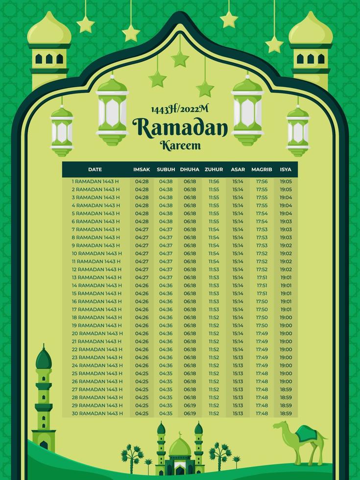 calendario del mes de ayuno de ramadán vector