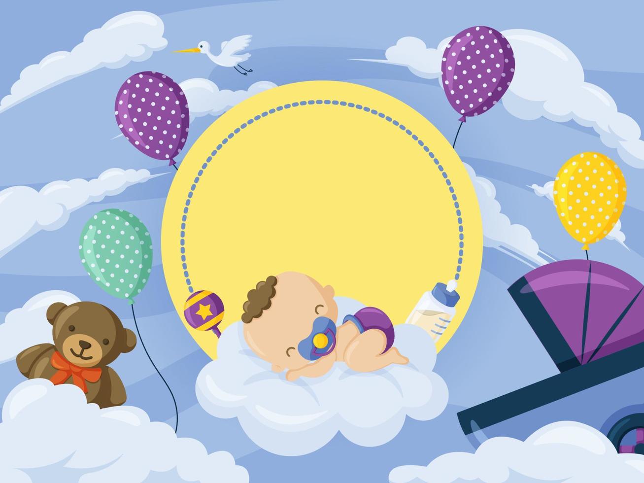 Born Day Background With Sleeping Baby vector