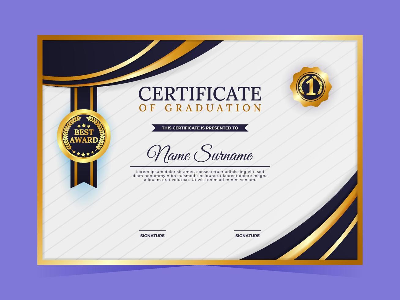 Certificate Of Graduation Template vector