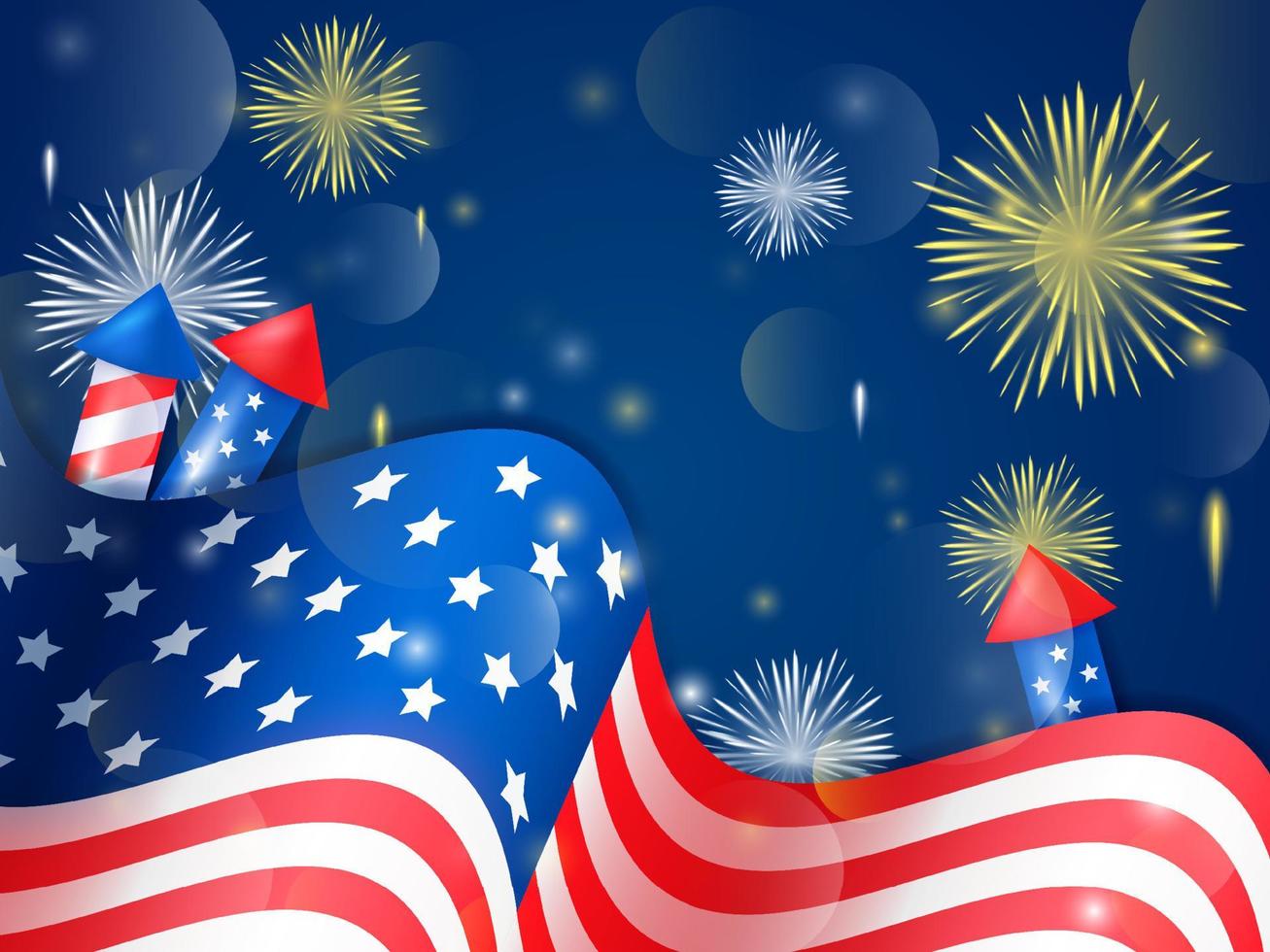 United States Independence Day Background With Flag vector