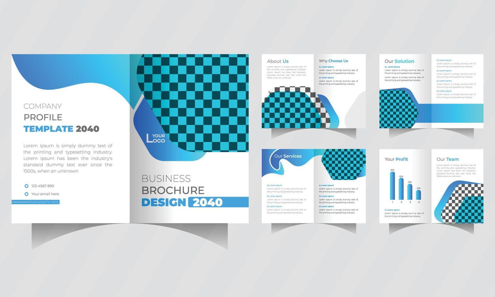 Diseño de folleto de 10 páginas con plantilla de perfil de empresa. vector