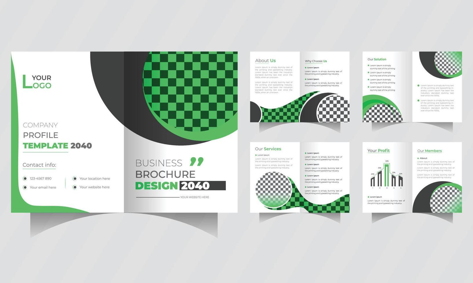 10 pages Brochure design with company profile template vector