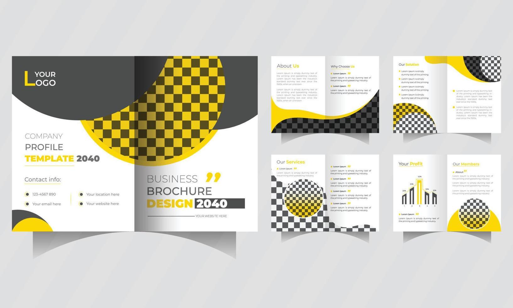 10 pages Brochure design with company profile template vector