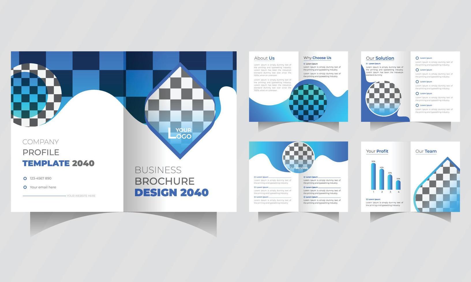 10 pages Brochure design with company profile template vector