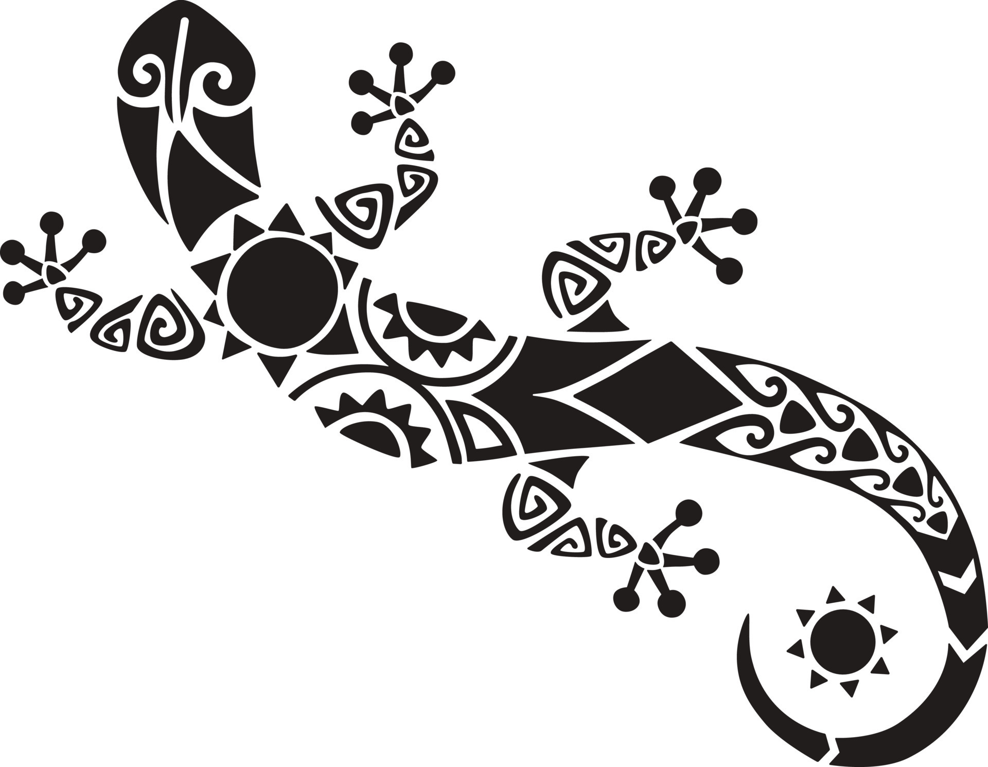 Lizard or gecko in Maori Polynesian style. Tattoo sketch. 7412776 Vector  Art at Vecteezy
