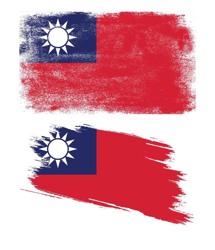 Taiwan flag in grunge style vector