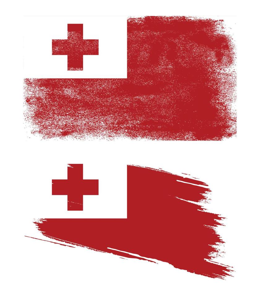 Tonga flag in grunge style vector