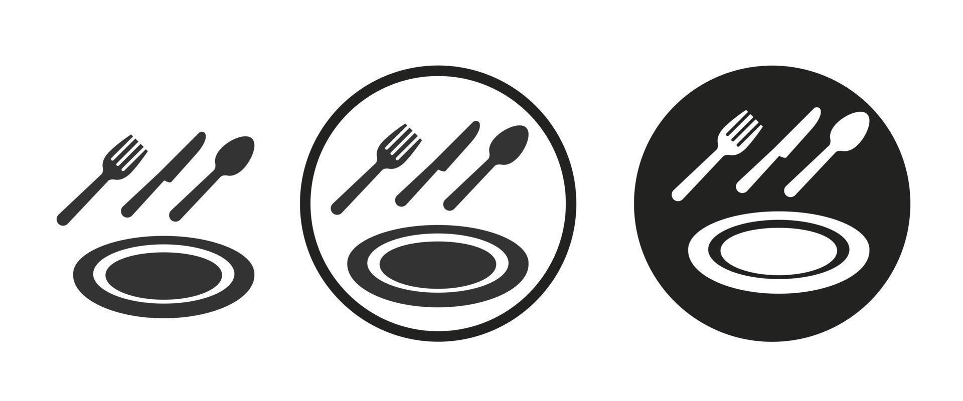 tenedor cuchillo cuchara plato icono. conjunto de iconos web .ilustración vectorial vector