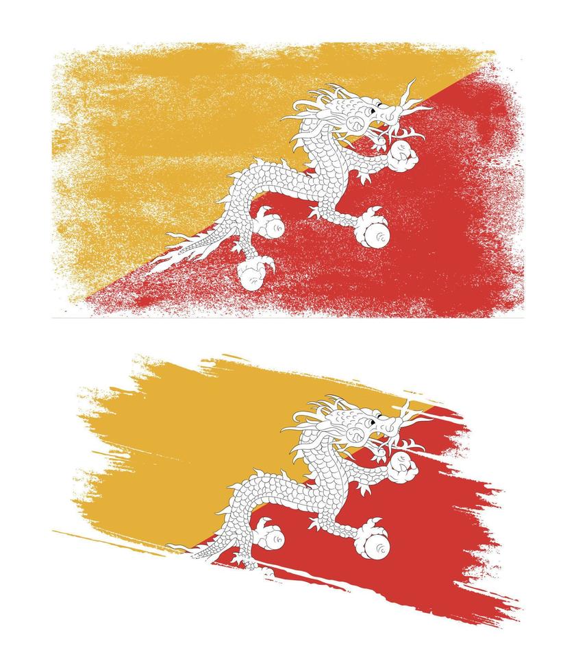 bandera de Bután en estilo grunge vector