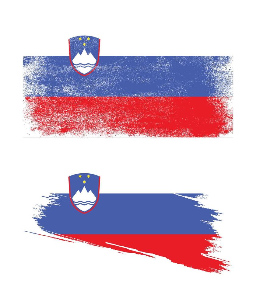 Slovenia flag with grunge texture vector