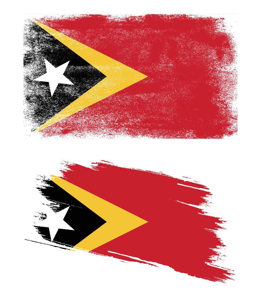 bandera de timor oriental con textura grunge vector