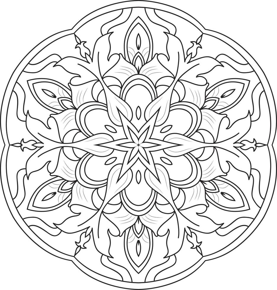 Circular Flower Mandala on White Free Vector