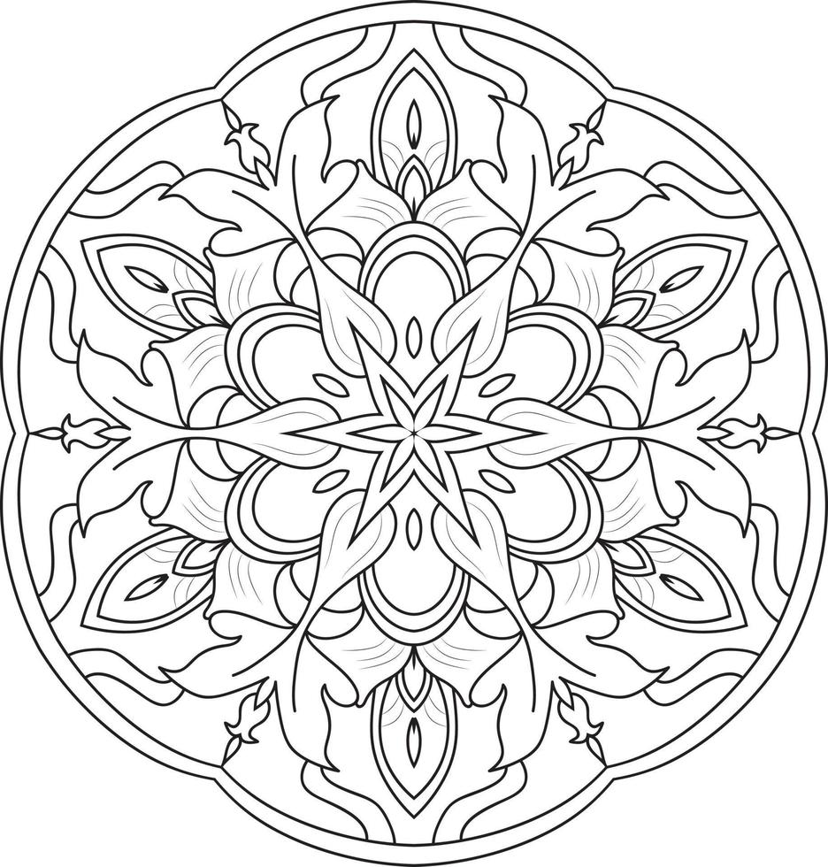 Circular Flower Mandala on White Free Vector