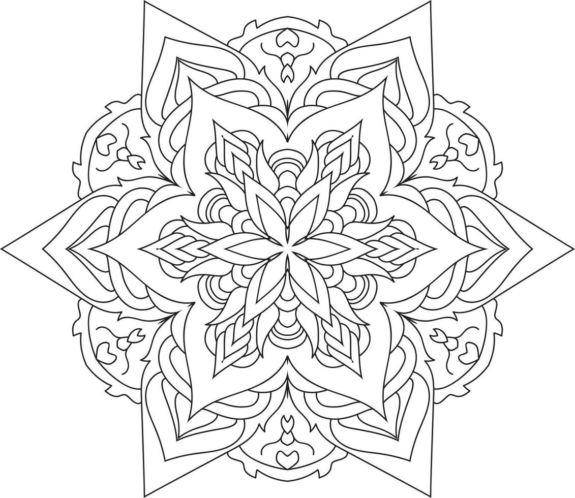 Circular Flower Mandala on White Free Vector