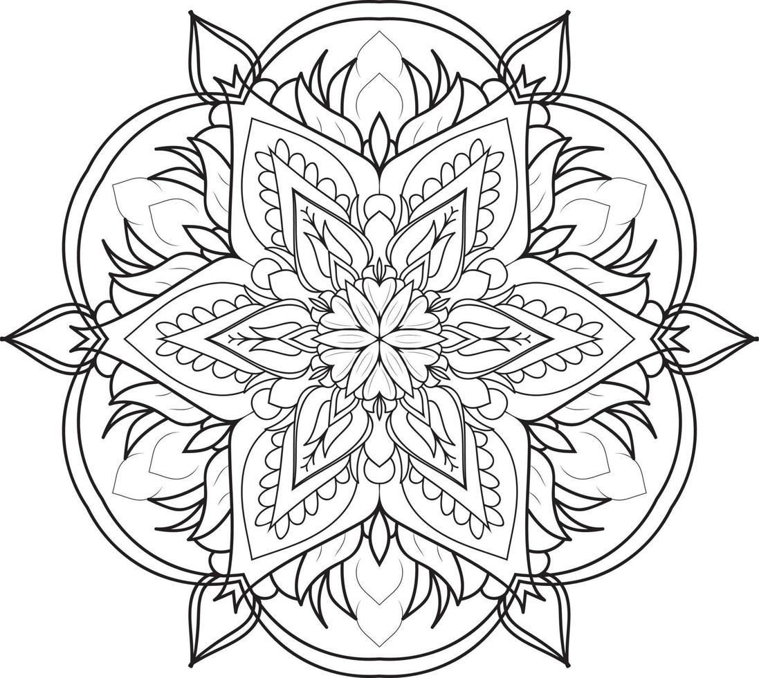 Circular Flower Mandala on White Free Vector