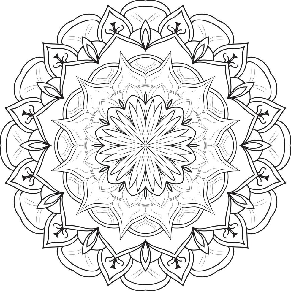 Circular Flower Mandala on White Free Vector