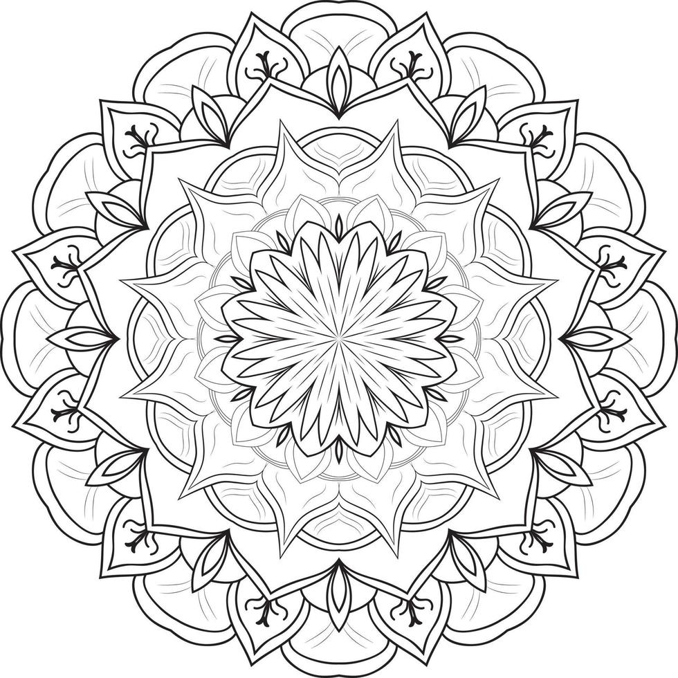 Circular Flower Mandala on White Free Vector