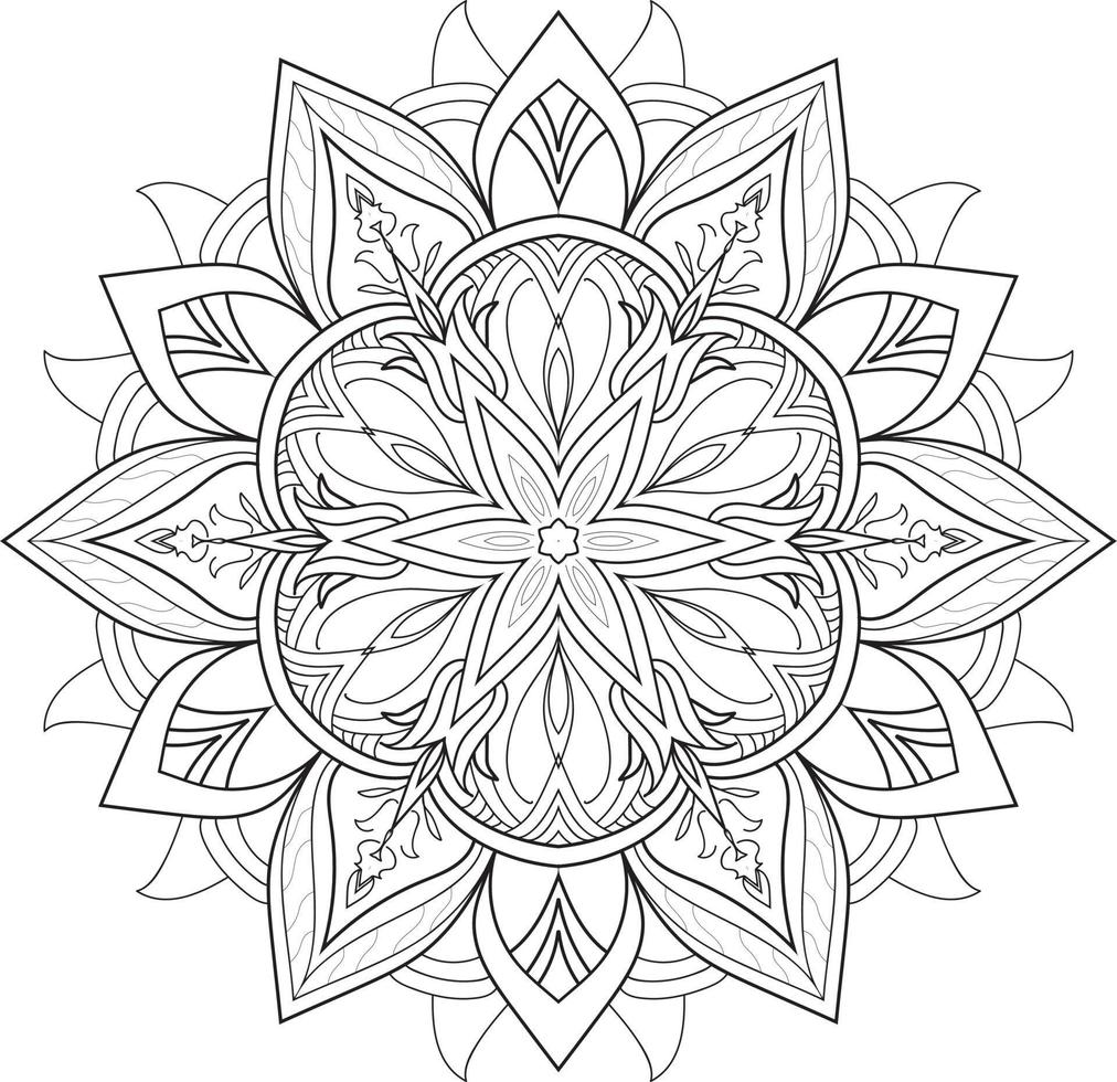 Circular Flower Mandala on White Free Vector