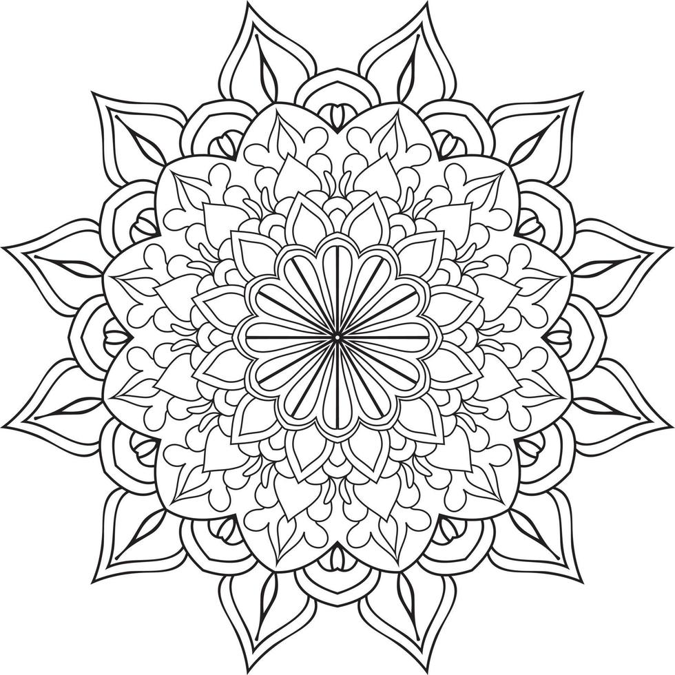 Circular Flower Mandala on White Free Vector