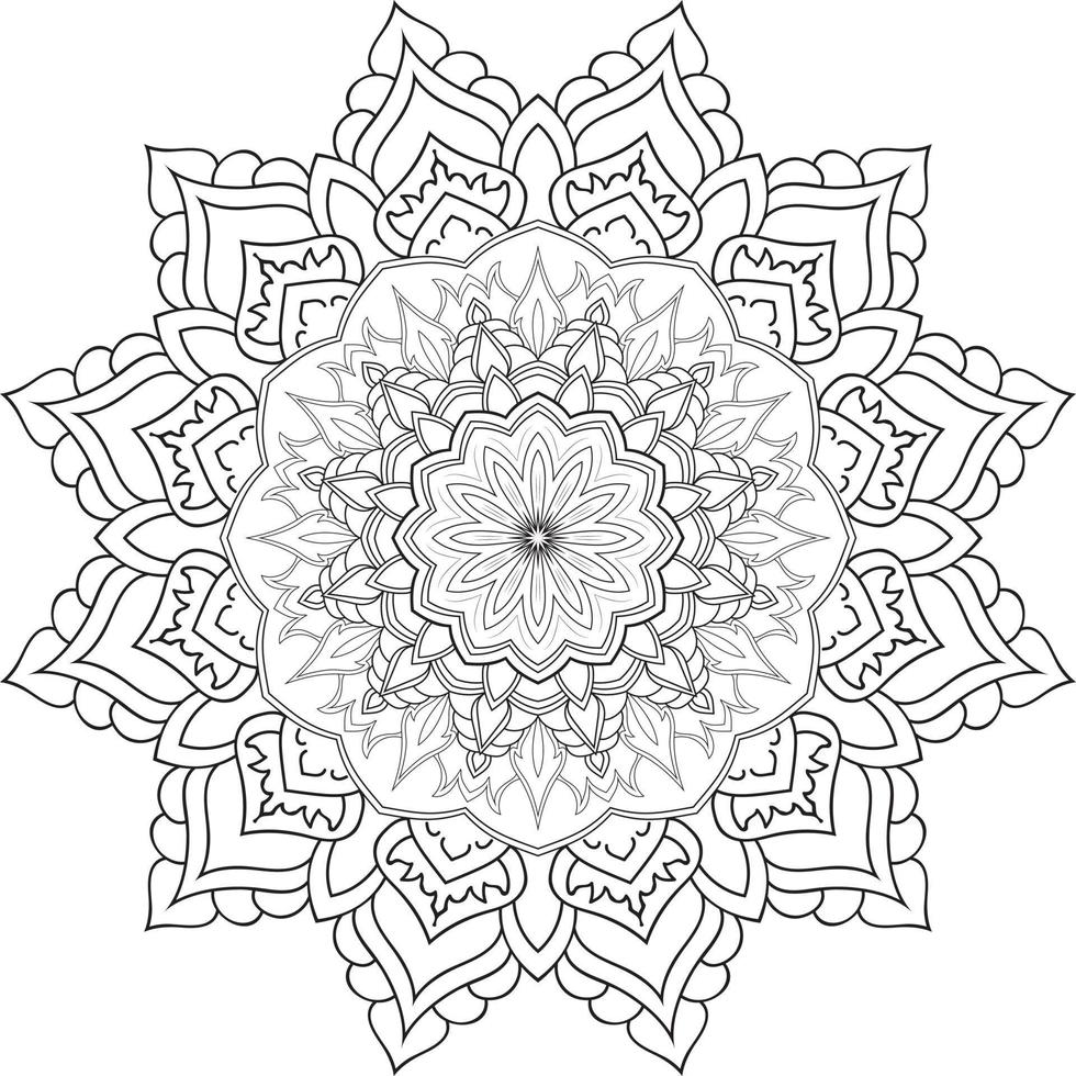 Circular Flower Mandala on White Free Vector