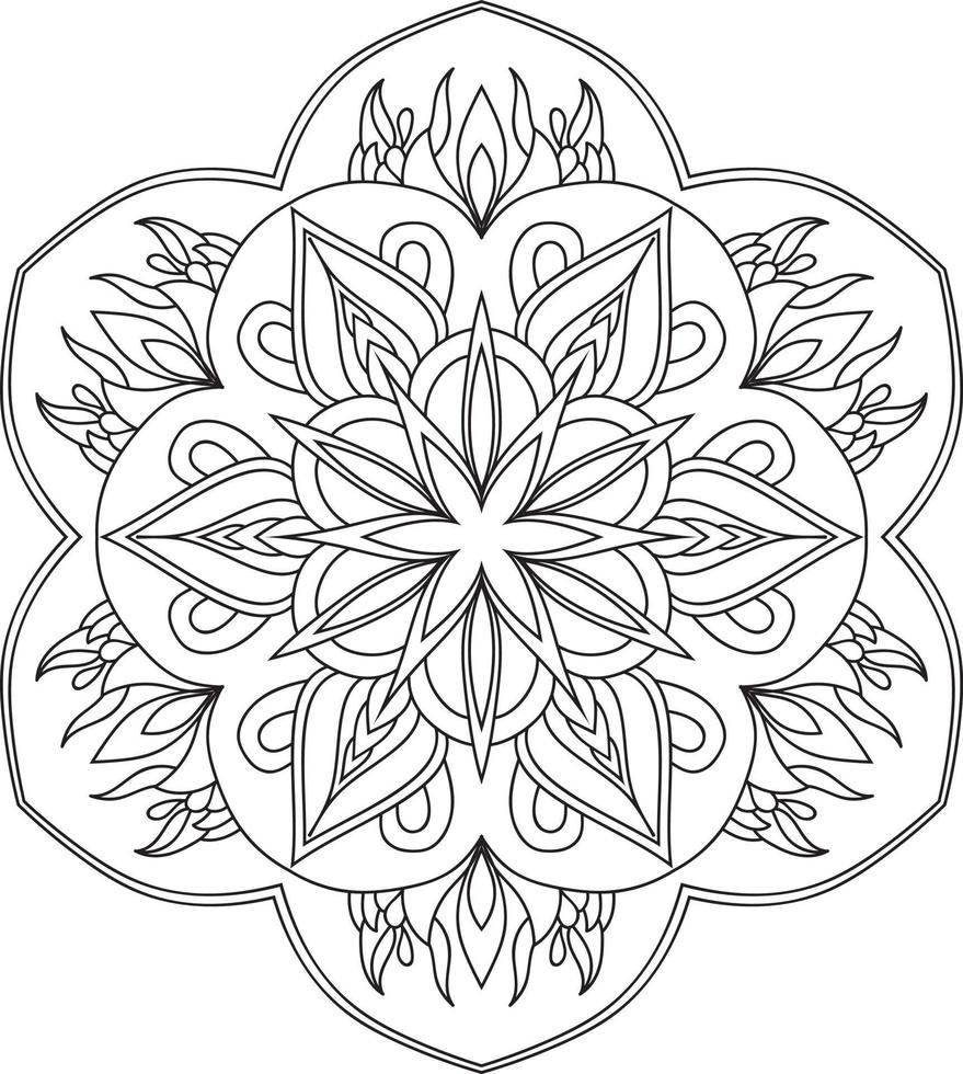 Circular Flower Mandala on White Free Vector