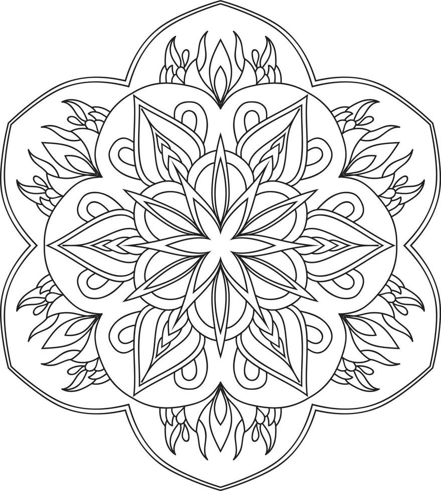 Circular Flower Mandala on White Free Vector