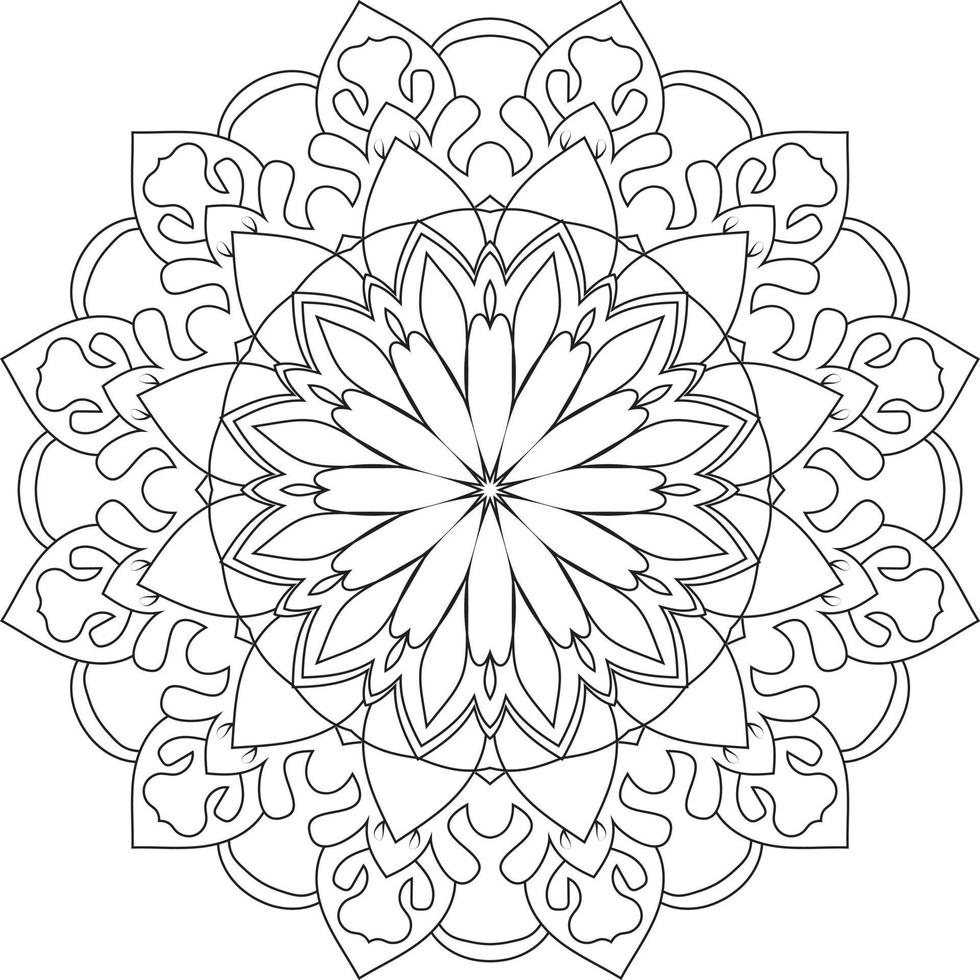 Circular Flower Mandala on White Free Vector