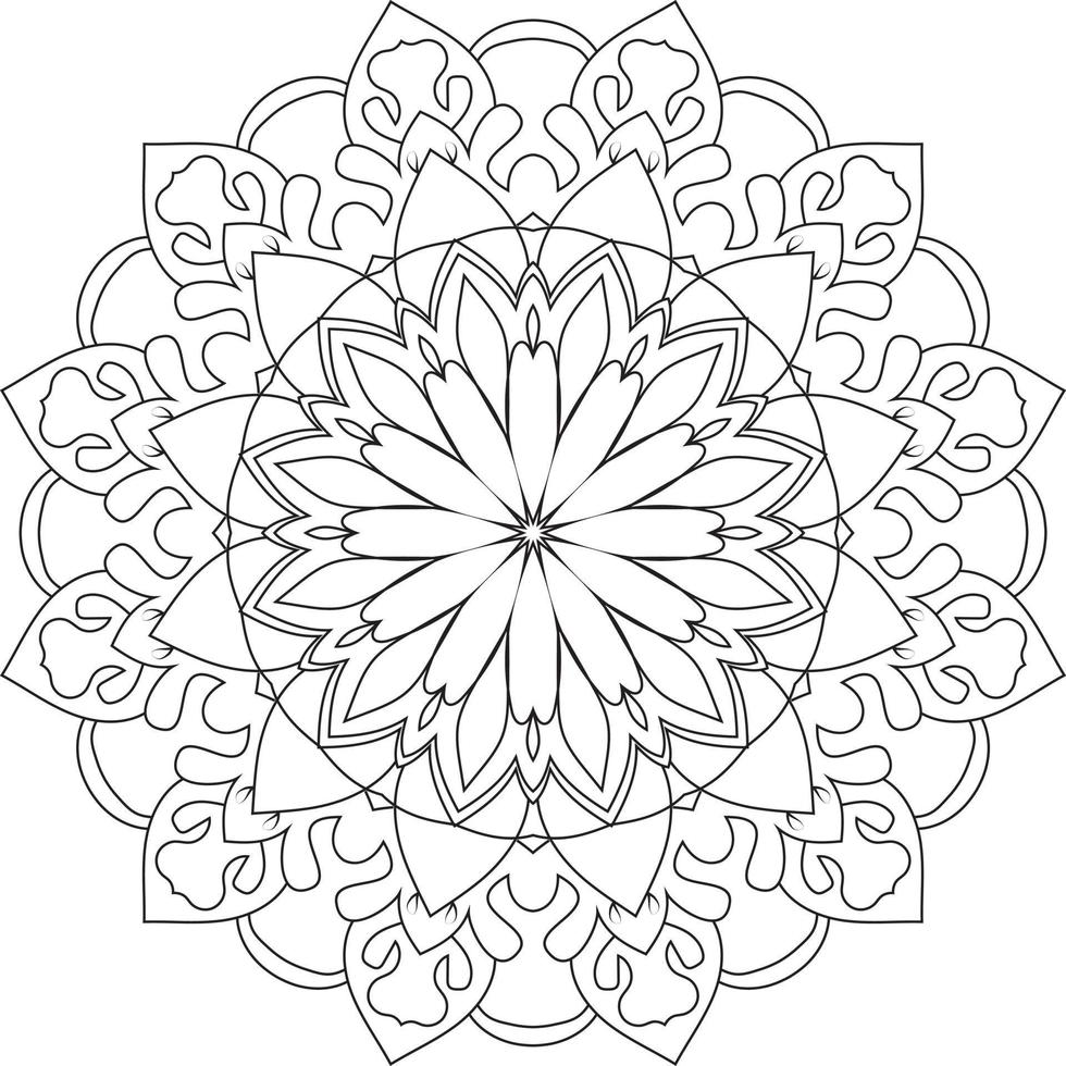 Circular Flower Mandala on White Free Vector