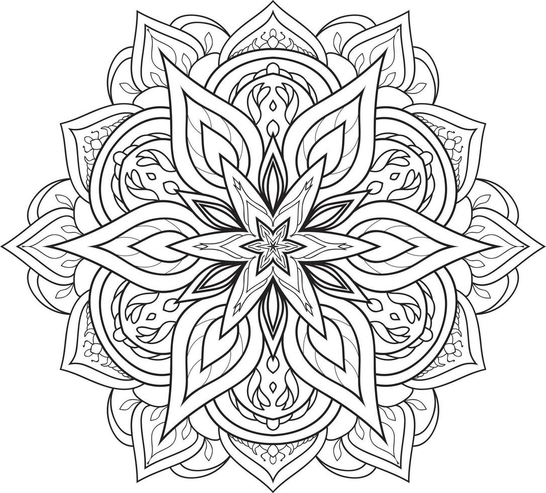 Circular Flower Mandala on White Free Vector