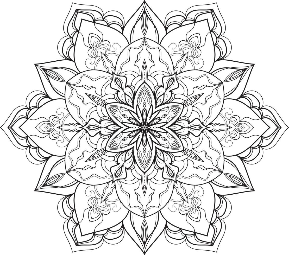 Circular Flower Mandala on White Free Vector
